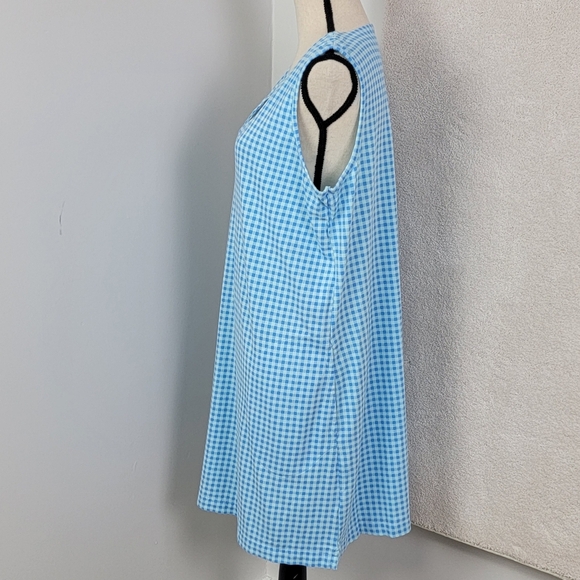Lands' End Blue And White Gingham Check Sleeveless Jersey Swim Cover Up Dress XL - Picture 6 of 14